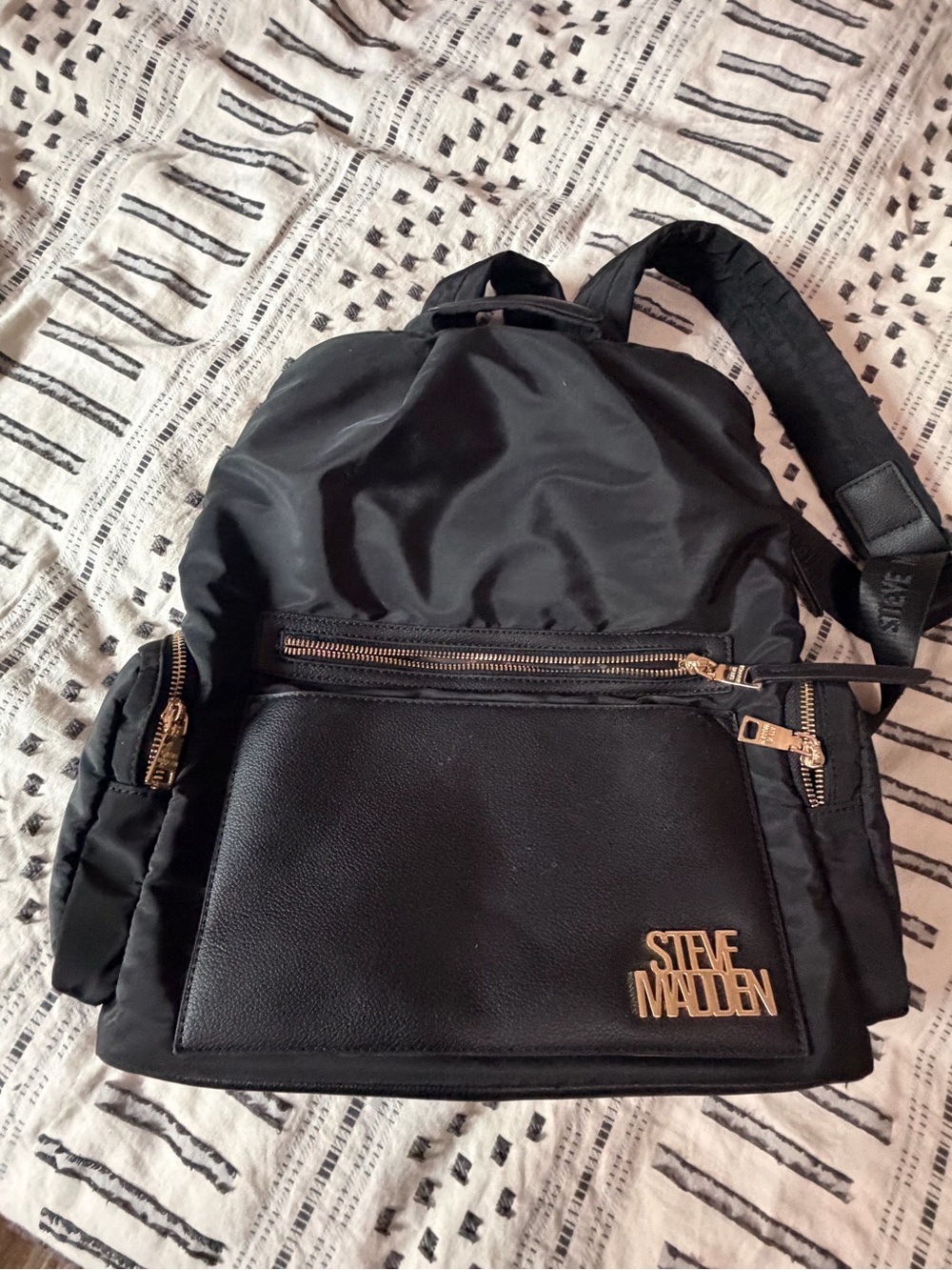 Steve Madden Black Backpack with Gold Hardware Accents, Used Twice